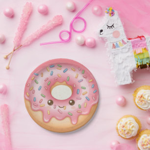 Sweet Donut Design Hanukkah Party Paper Plates