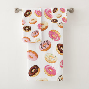 Sweet Donut Pattern Bath Towel Set