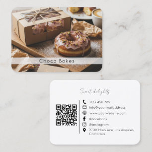 Sweet Donut Treats Artisan Bakery QR Code Card