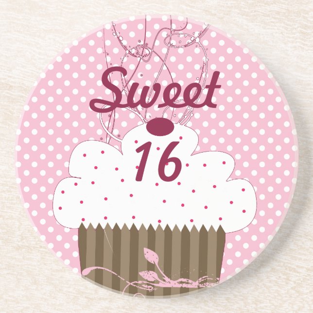 Sweet Dots  16 Cupcake Coasters (Front)