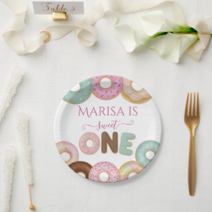 Sweet Doughnut Birthday   Colourful Kids Party -  Paper Plate