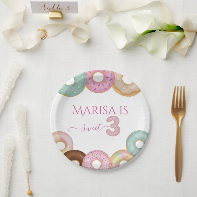 Sweet Doughnut Birthday | Colourful Kids Party -  Paper Plate (Wedding)