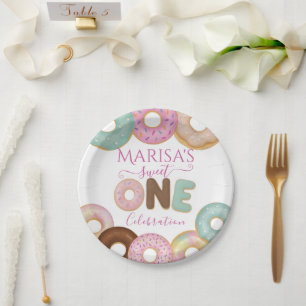 Sweet Doughnut Birthday Colourful Kids Party - Paper Plate