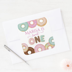 Sweet Doughnut Birthday   Colourful Kids Party -  Square Sticker