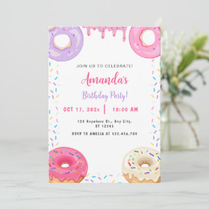 Sweet Doughnut Birthday  Invitation