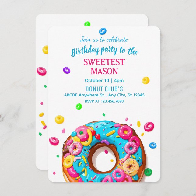 sweet doughnut birthday Invitation (Front/Back)