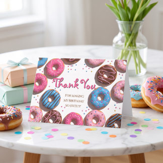 Sweet Doughnut Birthday Thank You Folded  Card