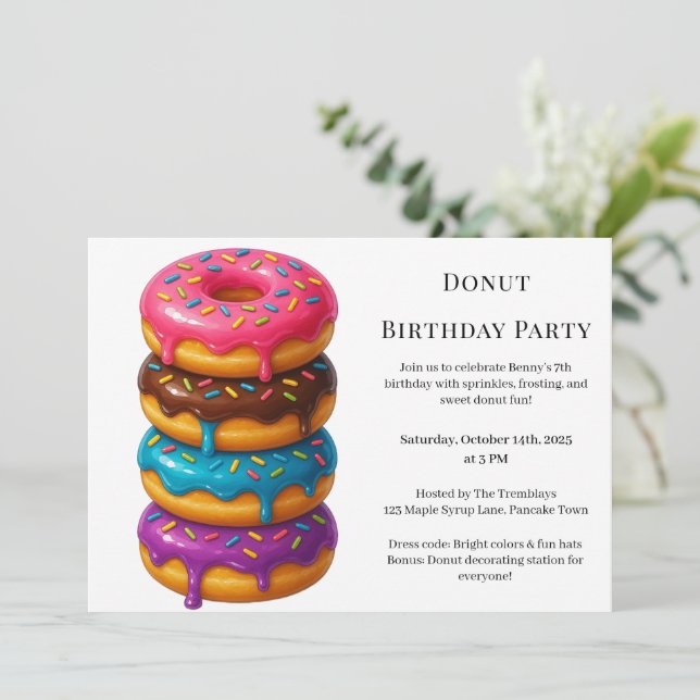 Sweet Doughnut Brunch | Birthday Celebration Invitation (Standing Front)