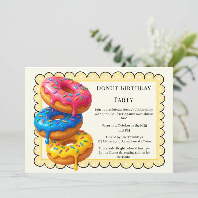 Sweet Doughnut Brunch | Birthday Celebration Invitation (Standing Front)