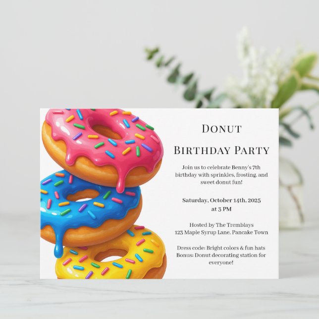 Sweet Doughnut Brunch | Birthday Celebration Invitation (Standing Front)