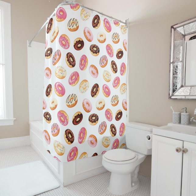 Sweet Doughnut Pattern Shower Curtain (In Situ)