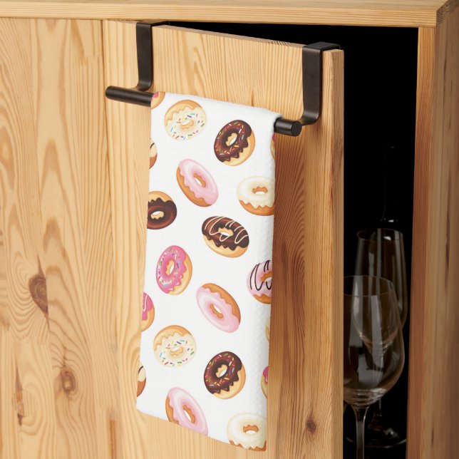 Sweet Doughnut Pattern Tea Towel (Thirds Fold)