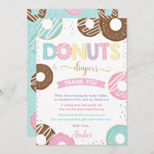 Sweet Doughnuts and Diapers Doughnuts Baby Shower Thank You Card