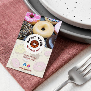 Sweet Doughnuts Business   Cream Cute Barcode Busi Business Card