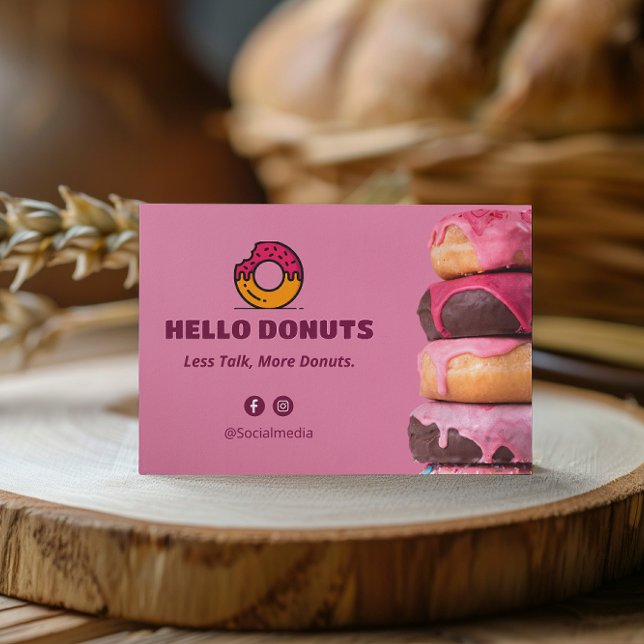 Sweet Doughnuts Business | Pink Cute Barcode Business Card (Creator Uploaded)