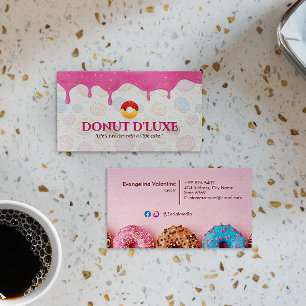 Sweet Doughnuts Business   Pink Cute Cream Business Card