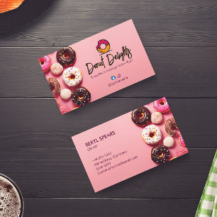 Sweet Doughnuts Business   Pink Cute Doughnuts Business Card