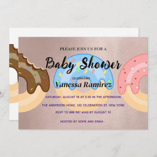 Sweet doughnuts, rose gold baby gift invitation