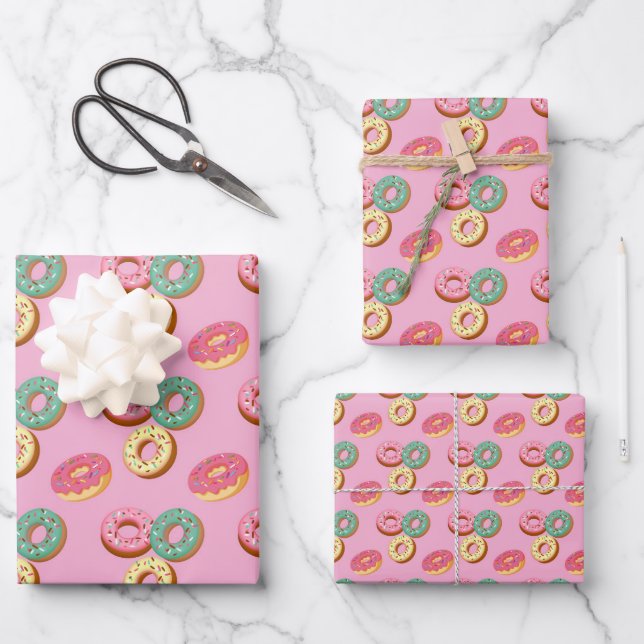 Sweet Doughnuts Series Design 7 Wrapping Paper Sheet (Front)