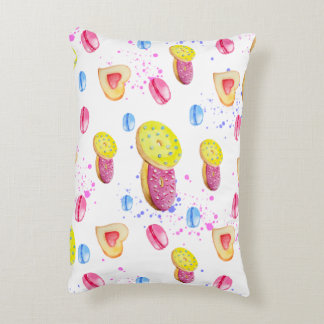 Sweet doughnuts with colourful glaze pattern decorative cushion