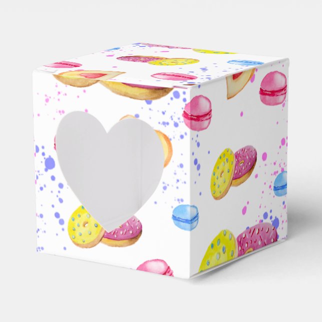 Sweet doughnuts with colourful glaze pattern favour box (Front Side)