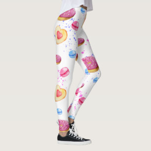 Sweet doughnuts with colourful glaze pattern leggings