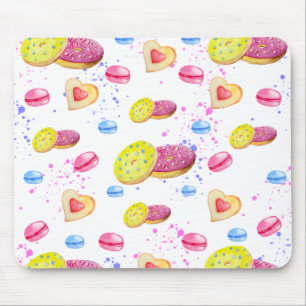 Sweet doughnuts with colourful glaze pattern mouse pad