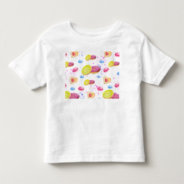 Sweet doughnuts with colourful glaze pattern toddler T-Shirt (Front)
