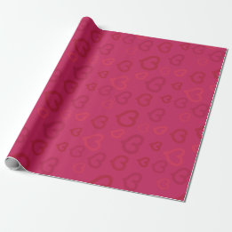 Sweet Drawn Pink Hearts Pattern on Custom Colour Wrapping Paper
