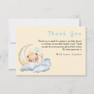 Sweet dream teddy bear Boy baby Shower Thank You Card