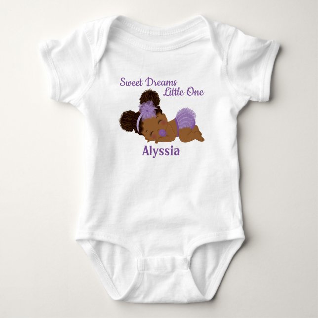 Sweet Dreams African American Baby Girl Bodysuit (Front)
