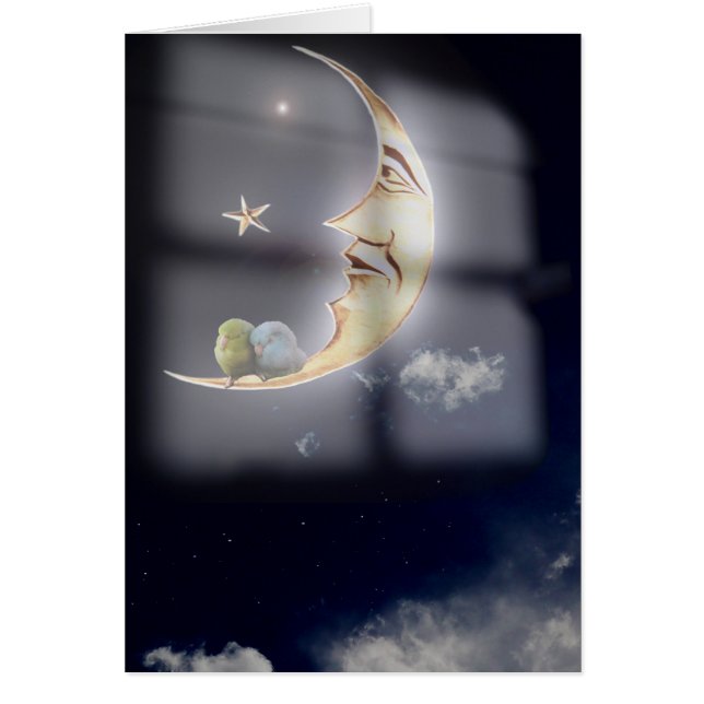 Sweet dreams and good night sleeping birds card (Front)
