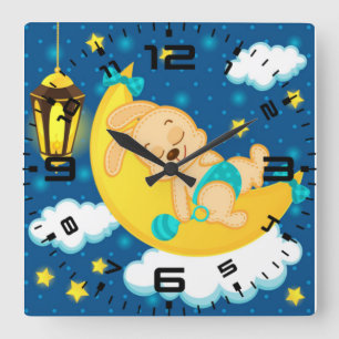 Sweet Dreams Baby Bunny Square Wall Clock