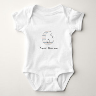 Sweet Dreams Baby - Crescent Moon & Stars Line Art Baby Bodysuit