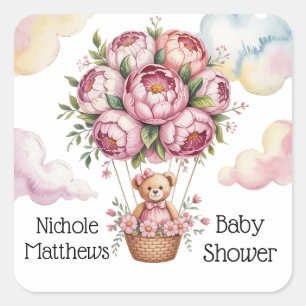 Sweet Dreams Baby Girl Shower Square Sticker