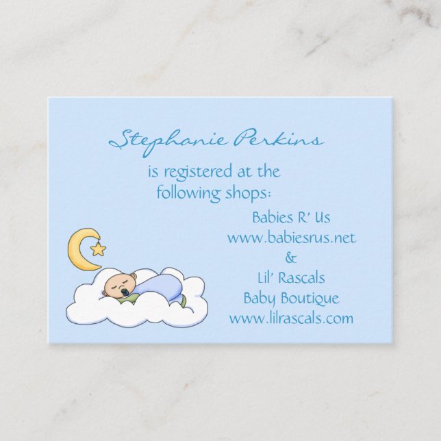 Sweet Dreams Baby Registry Cards (Front)