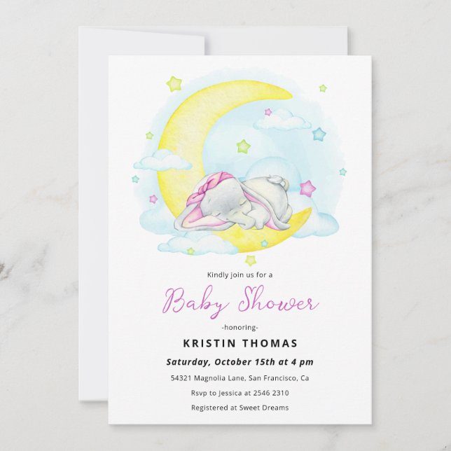 Sweet Dreams Baby Shower Invitation (Front)