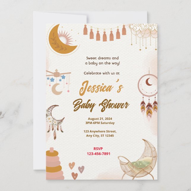 Sweet Dreams Baby Shower Invitation (Front)