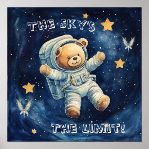 Sweet Dreams Blue Astronaut Teddy Nursery Poster