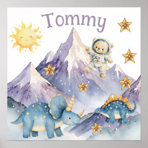 Sweet Dreams Blue Astronaut Teddy Nursery Poster