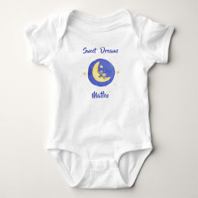 Sweet Dreams Boy Baby Elephant 1 Bodysuit (Front)
