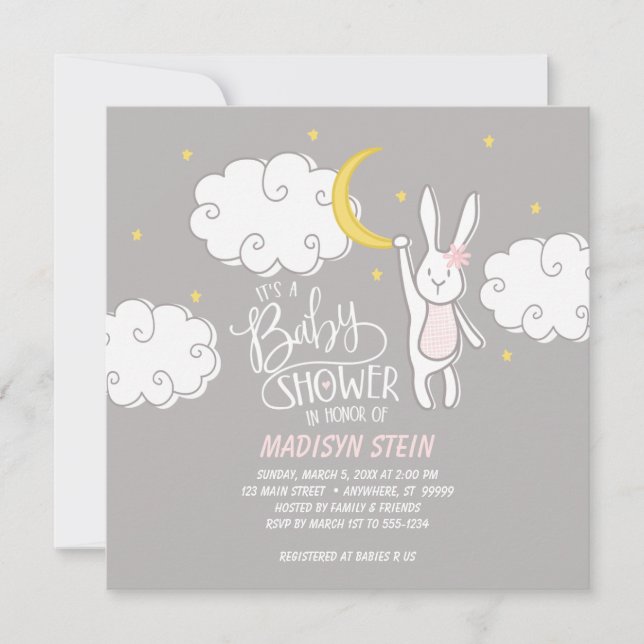 "Sweet Dreams" Bunny Baby Shower Invitation (Front)