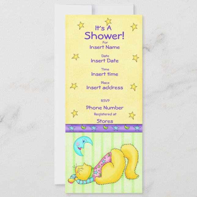 Sweet Dreams Cat  Baby Shower Invitation (Front)