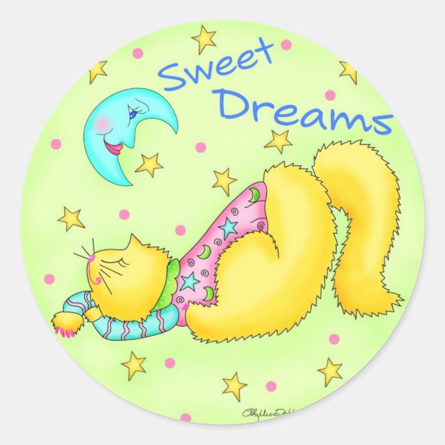 Sweet Dreams Cat Sticker (Front)
