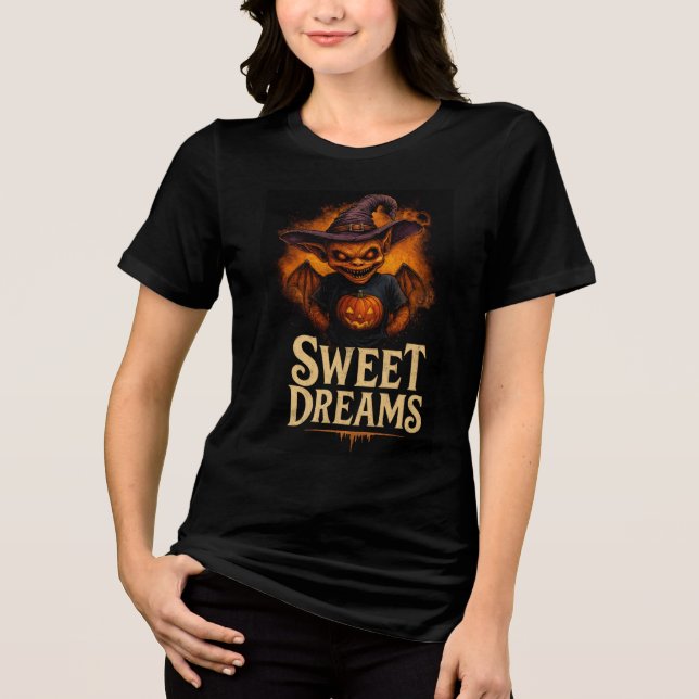 Sweet Dreams Creepy Goblin Design Tri-Blend Shirt (Front)