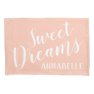 Sweet Dreams Custom Colour Monogram Girls Pillow Pillowcase