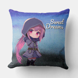 Sweet Dreams Cute Chibi Girl Cushion