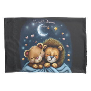 Sweet Dreams Cute Design Lion Personalised Name Pillowcase
