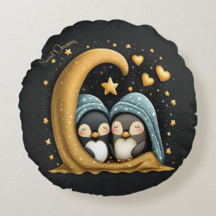Sweet Dreams Cute Design Penguin Round Cushion