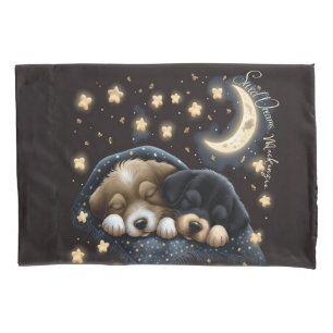 Sweet Dreams Cute Design Puppy Personalised Name Pillowcase